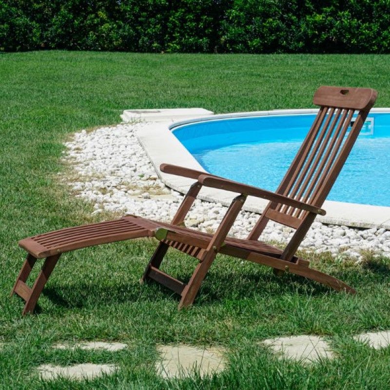 Teak Sedia Sdraio In Legno Con Poggiapiedi Sedia Sdraio