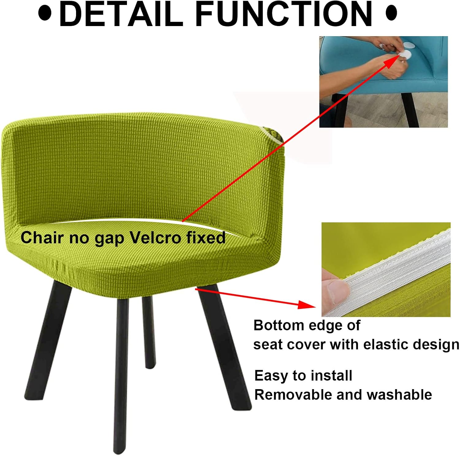 Housse de Chaise Scandinave Velours 2 Pieces Blanche Bureau Fauteuil ...