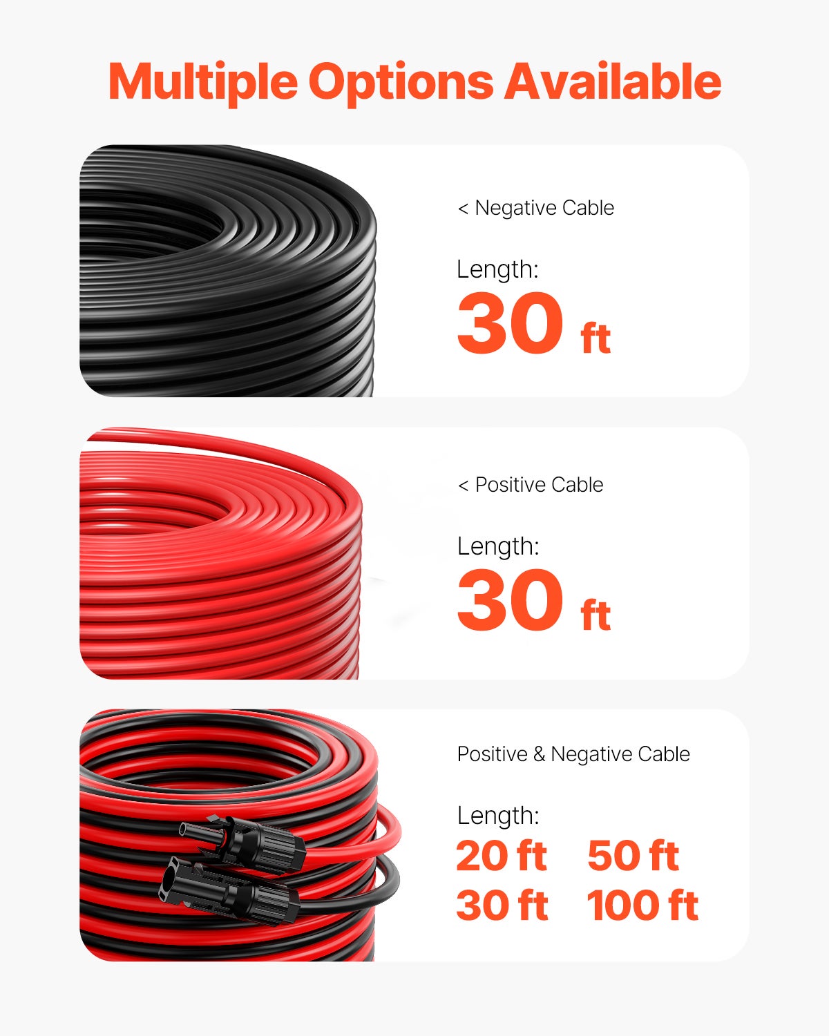 Câble Extension Panneau Solaire VEVOR 9,14 m,10 AWG,Connecteurs Femelles et Mâles,CC 1500 V,Étanche IP67,pour Panneaux Domestiques,Lot de 2 - 7