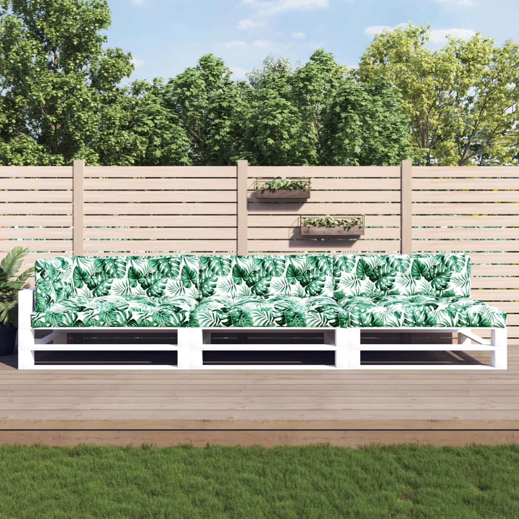 Cojines de palet 7 piezas tela estampado hojas