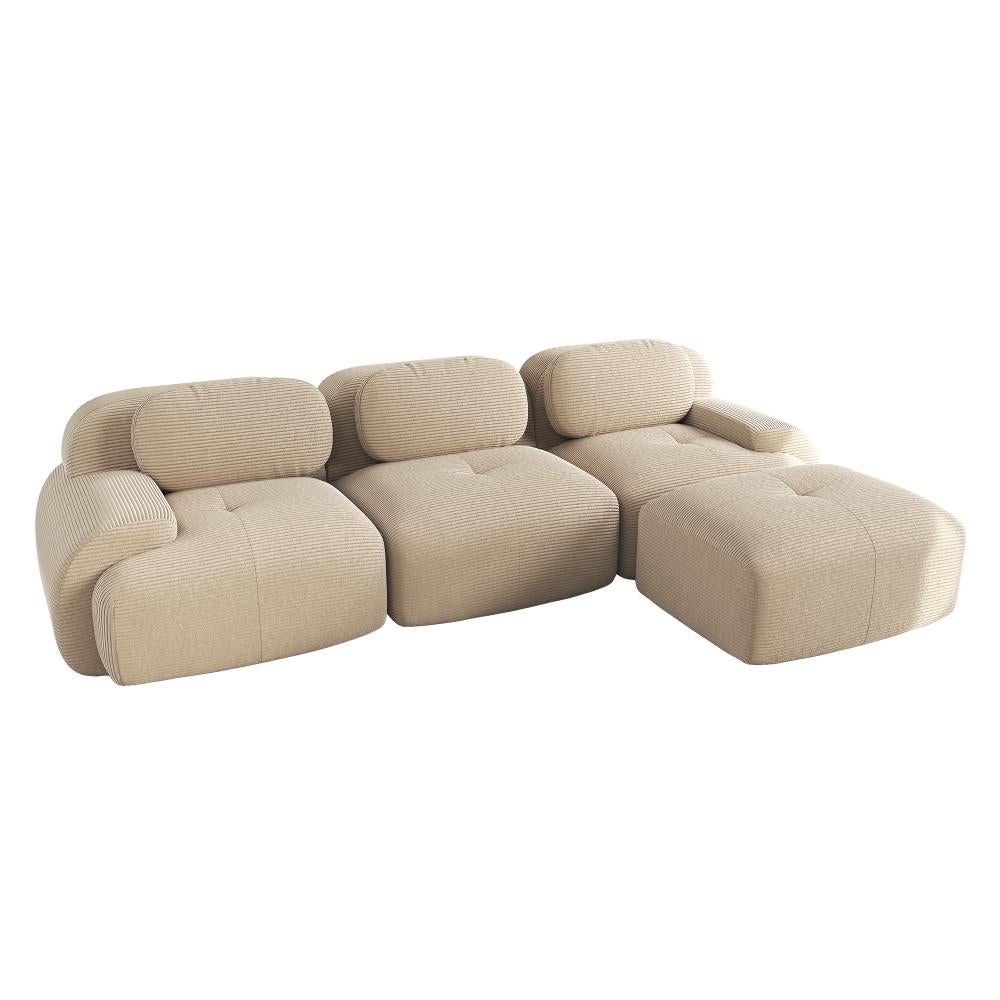 Canapé d’angle modulable ergonomique en tissu côtelé, adapté aux animaux, rembourrage haute élasticité 32D, pour salon et chambre - 5