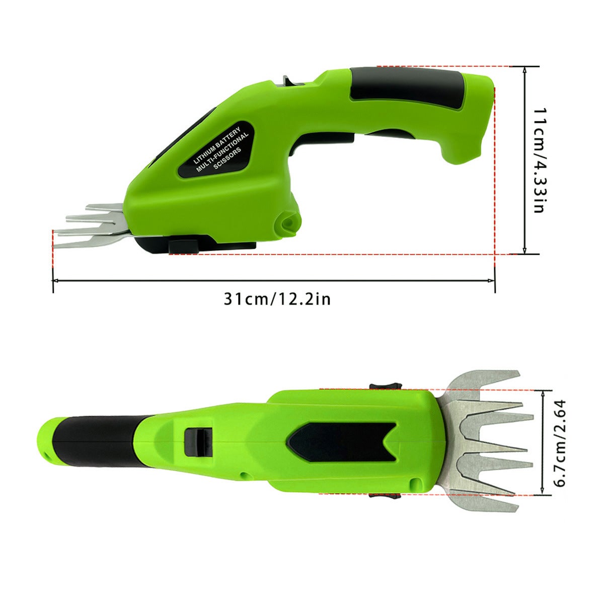 Taille-haie électrique portatif 2 en 1, taille-haie électrique, sécateur et tondeuse à gazon sans fil à double usage, chargement USB - 4