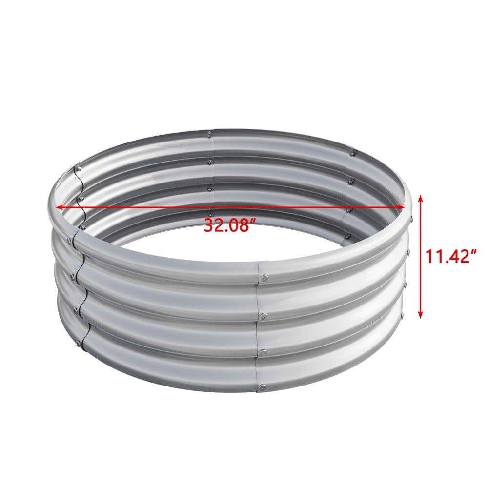 Carré potager surélevé galvanisé, rond, argenté, pour légumes, fruits et fleurs, jardin extérieur, jardinage - 2