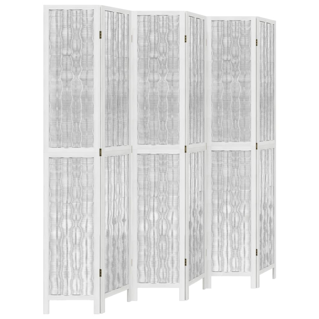 Biombo separador de 6 paneles   biombo divisor   paravientos madera maciza paulownia blanco cfw50538
