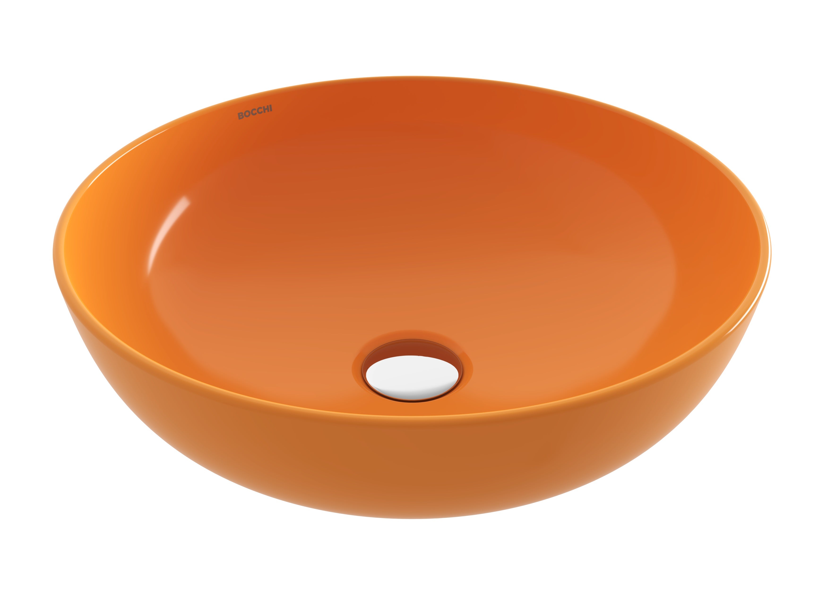 BOCCHI SOTTILE SLIM LINE Umywalka nablatowa okrągła 38cm Mandarynkowa