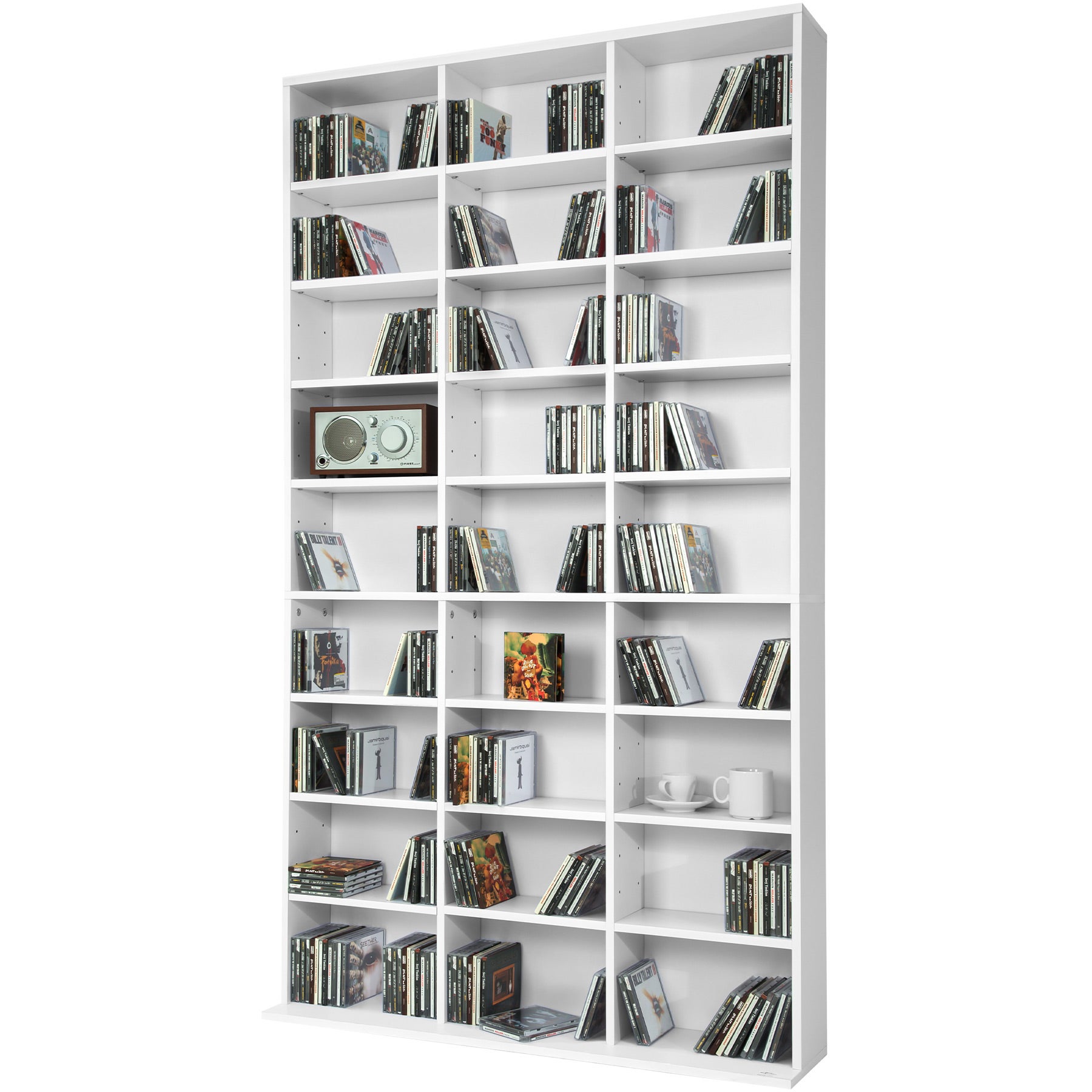 Estante para DVDs e CDs em MDF com 27 prateleiras removíveis e ajustáveis ​​em altura, 180x102x23,5 cm, branca, TECTAKE - 2