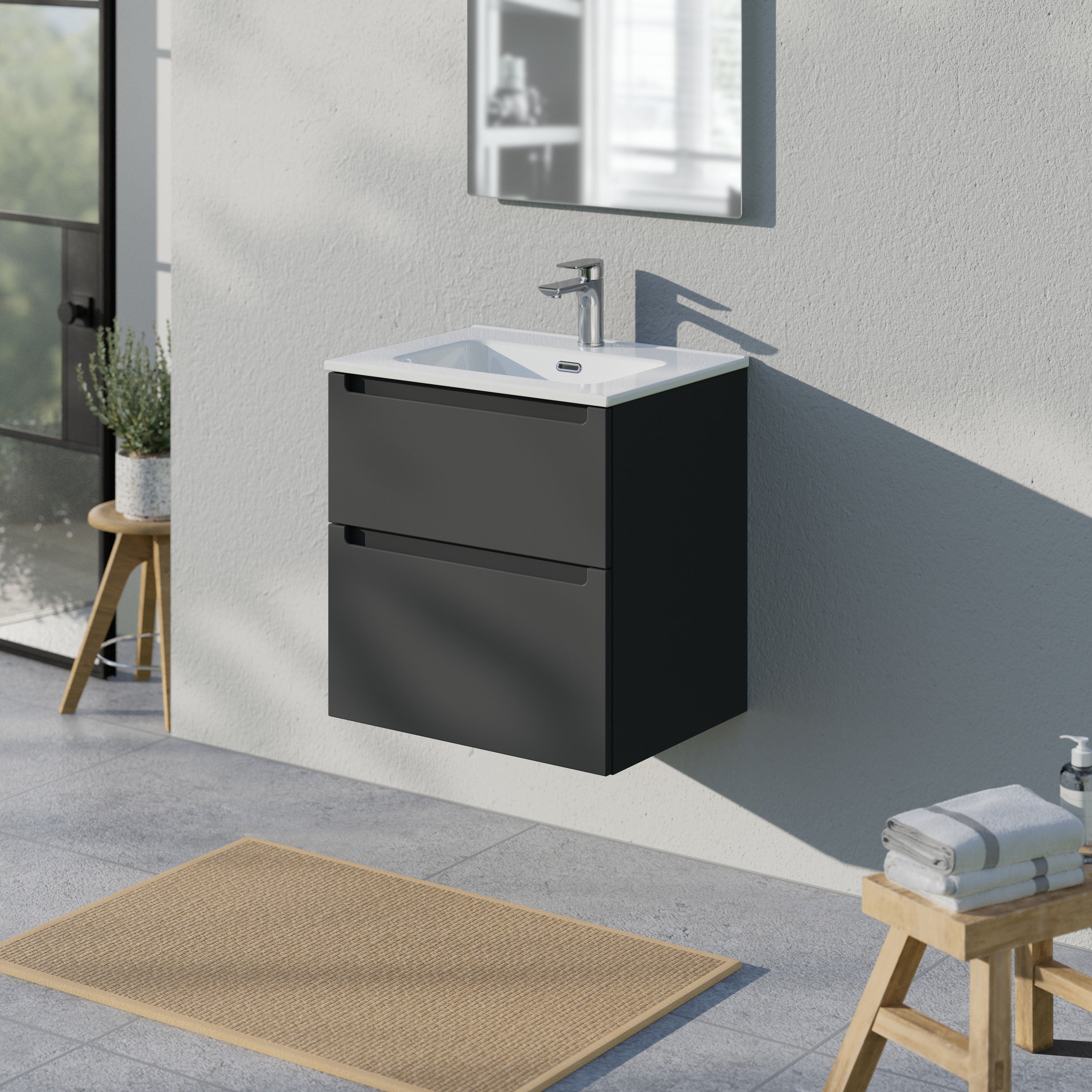 Meuble 2 portes + 2 tiroirs Soft plus Blanc L 72 X H 84 X P 36