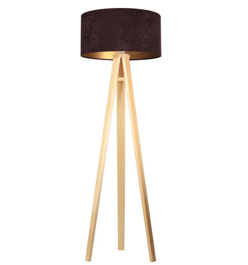 Lampa stojąca HOME 50 brązowa/złota/sosna