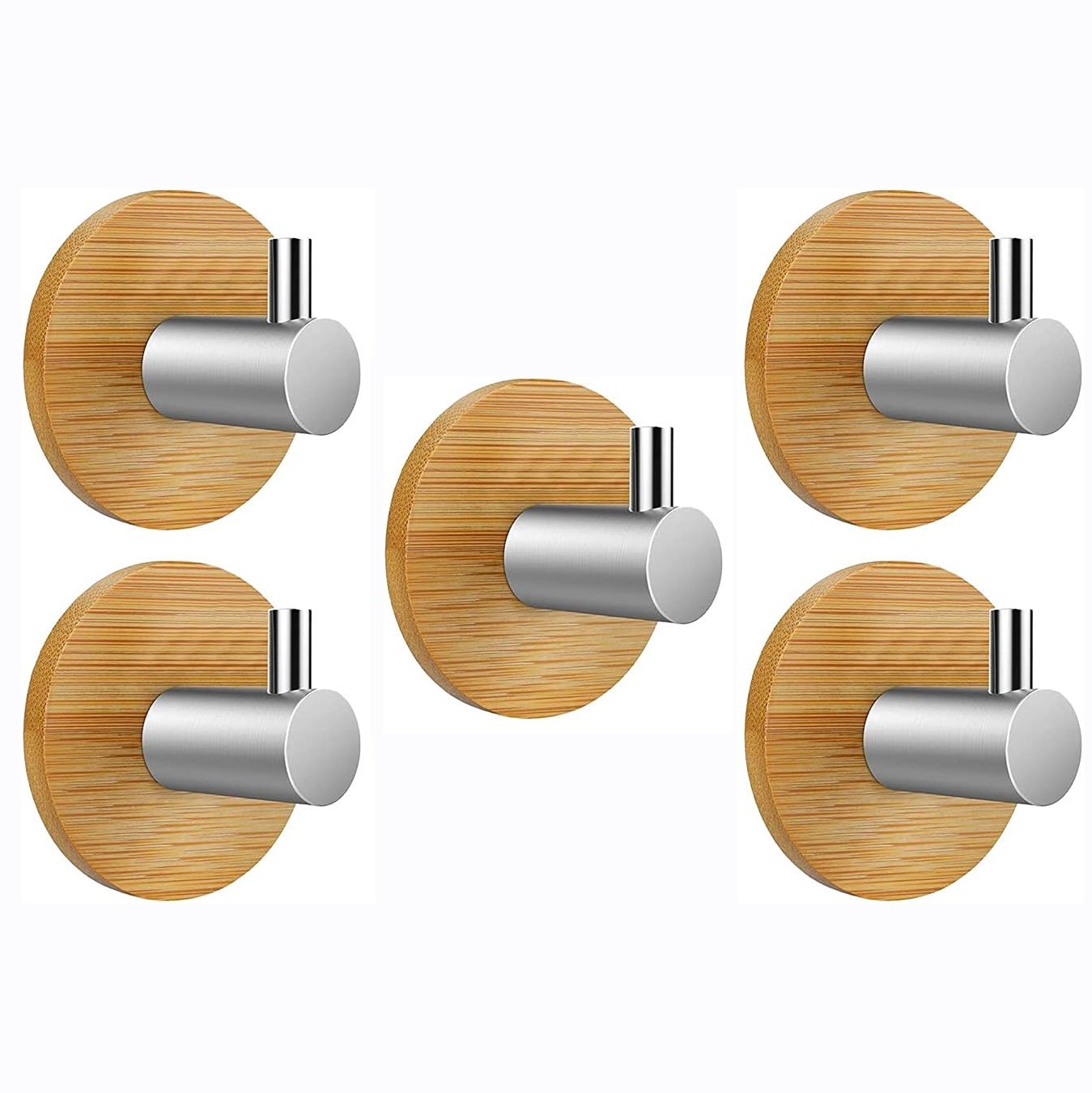 Crochet Adhésif Mural - 5 Pcs En Inox - Porte Serviette Salle De Bain