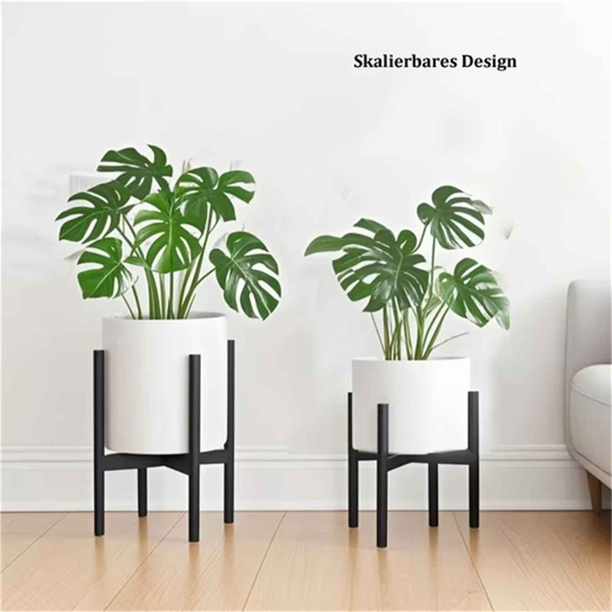 Porte-Plantes Extensible en Fer Forgé Noir avec Support Métallique Résistant - Largeur Ajustable 24-38cm, Hauteur 38cm - 2