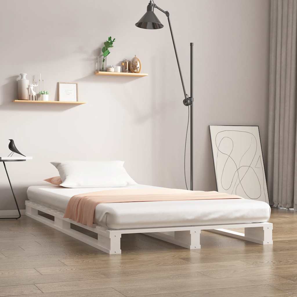 Vidaxl Cama De Palets Madera Maciza De Pino 100X200 Cm Blanca , Leroy Merlin