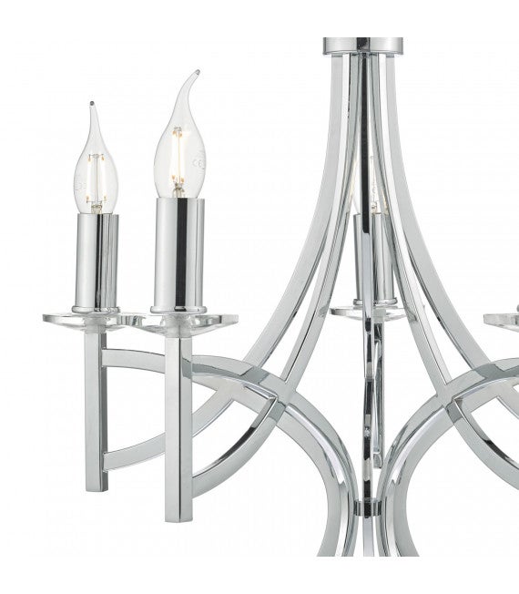 Suspension Lyon chrome poli et cristal 5 ampoules - 2