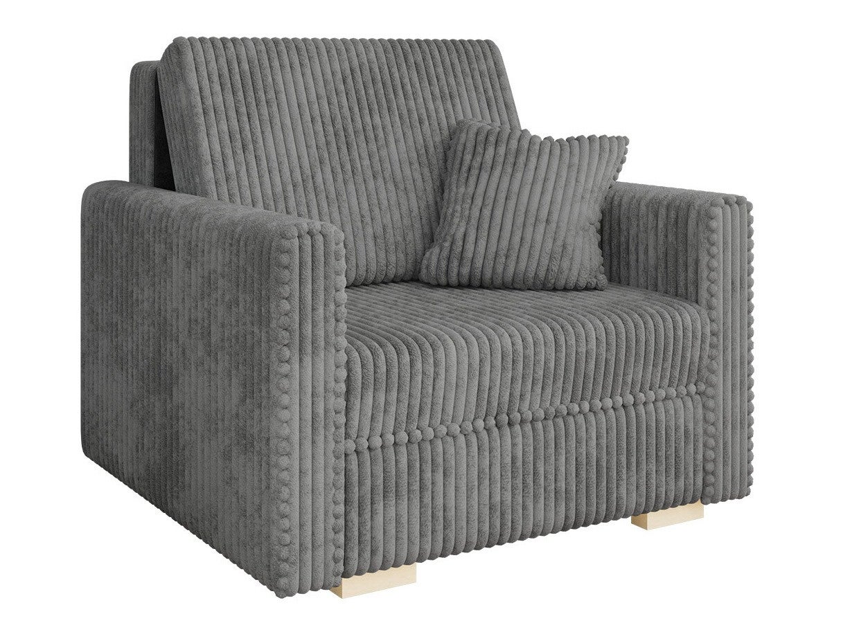 Fauteuil Columbus 207, Gris, 85x103x98cm, Tapisserie, Pieds: Bois