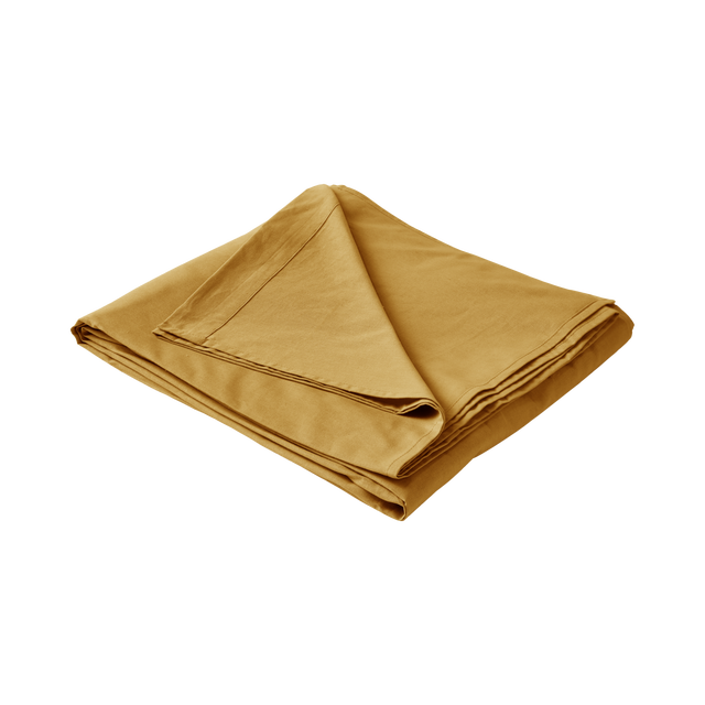 Drap plat coton lin Valentine-240 x 300 cm-Curry