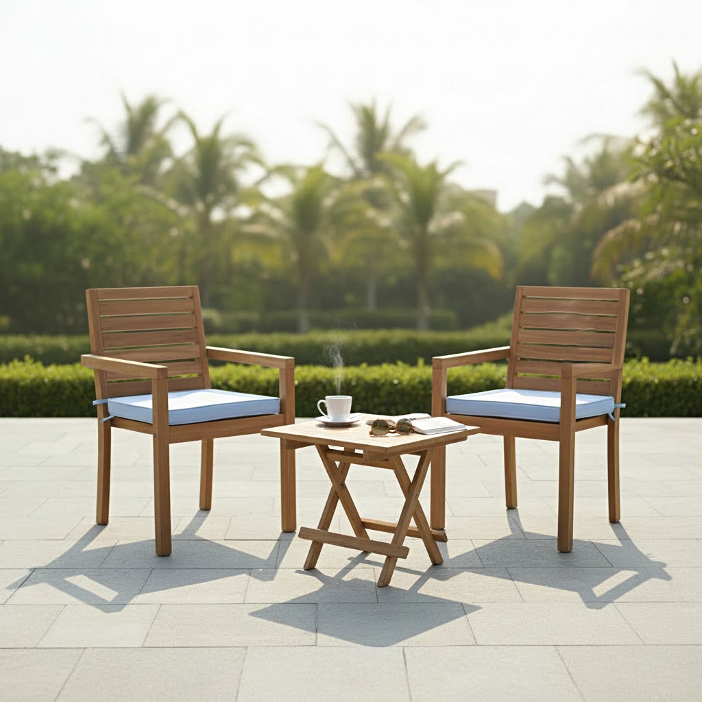 Fauteuils de jardin empilables en teck Tivoli (lot de 2) - 4