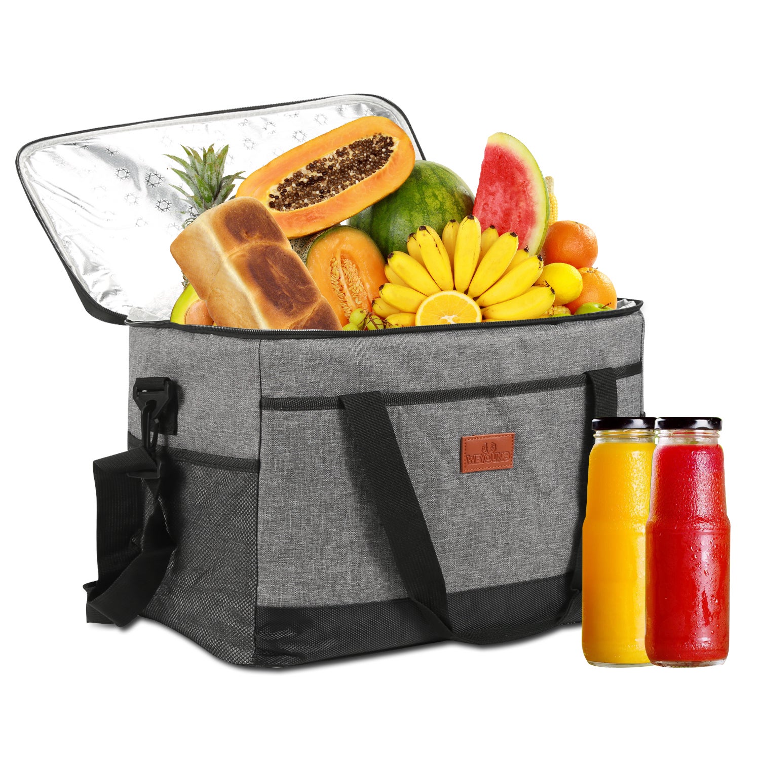 Sac Isotherme 25L Gris - Glacière Souple Imperméable - Isolation 5 Couches - Portable Camping Plage