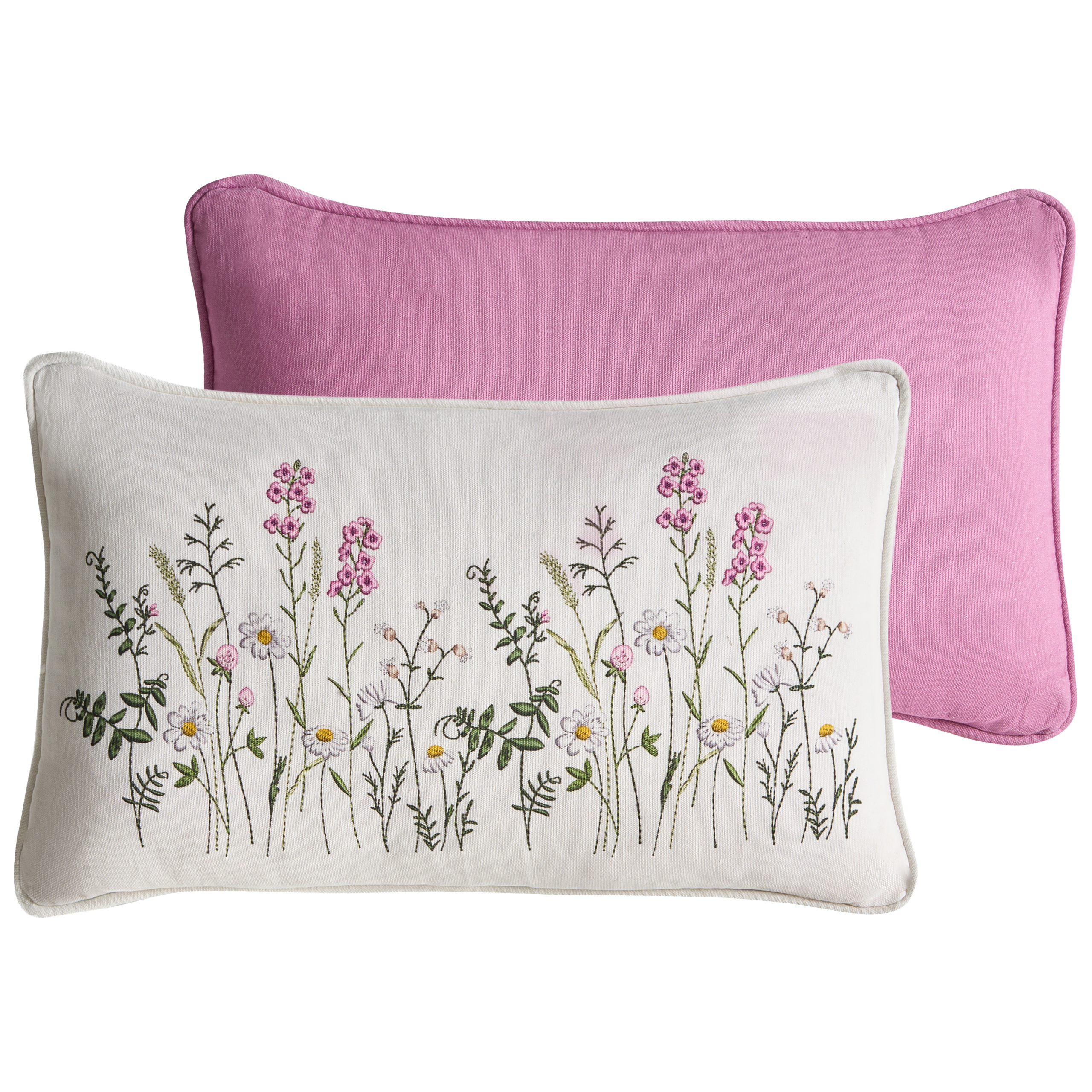 Set de 2 perne decorative MADHUCA Bumbac 30 x 50 cm Alb Imprimeu floral 2buc