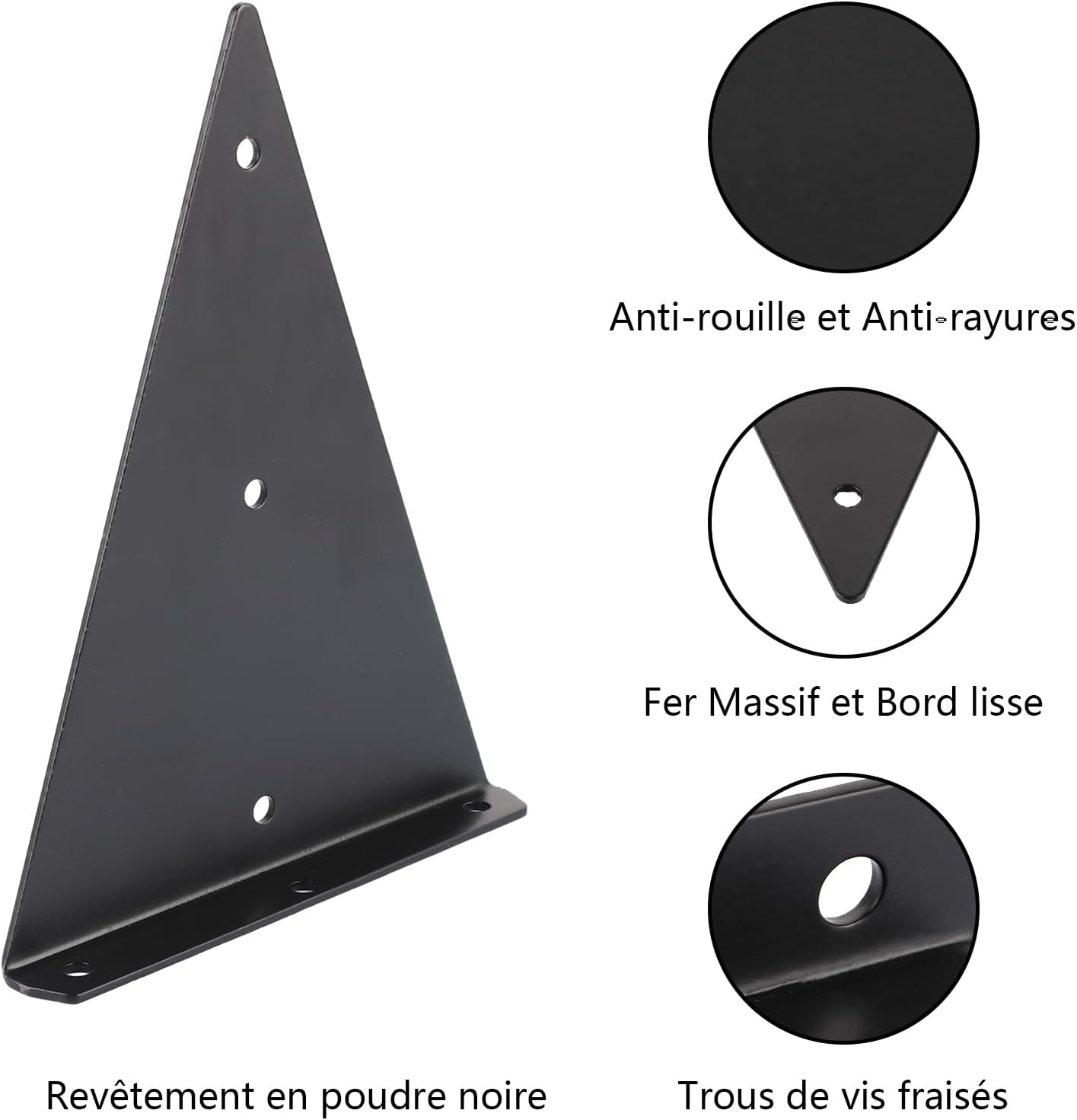 4 trójkątne wsporniki półek, 17 cm żelazne wsporniki półek pływających, metalowy wspornik ścienny do półek otwartych DIY - 3