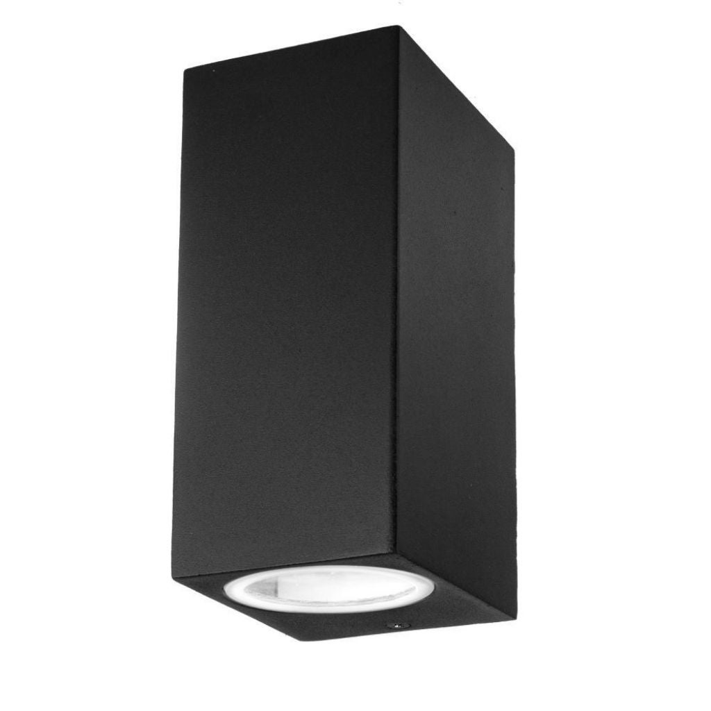 Podwójna oprawa ścienna LED 2*GU10 i GU5.3 (MR16) kwadratowa z aluminium, kolor czarny, IP44