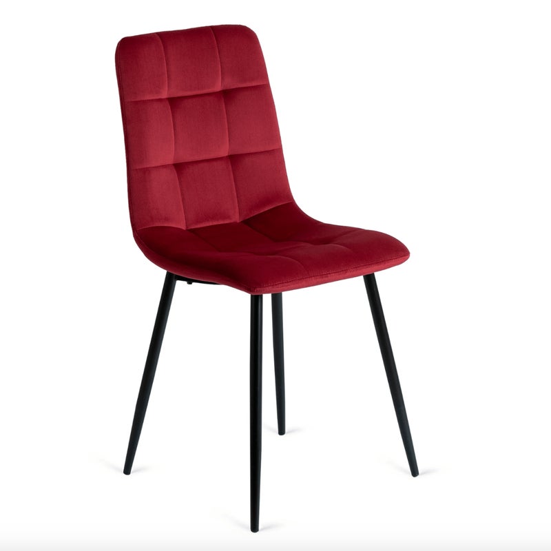 Krzesło Tapicerowane Welurowe Kuchenne Do Jadalni Salonu Loft Bordowe PERU
