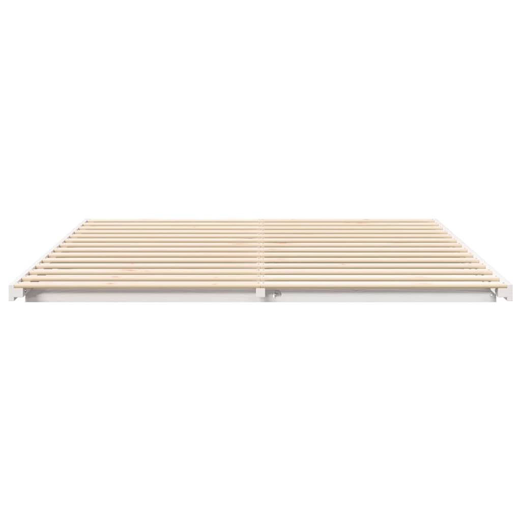 Cadre de lit blanc en pin massif pour la chambre, 200 × 210 cm - 5