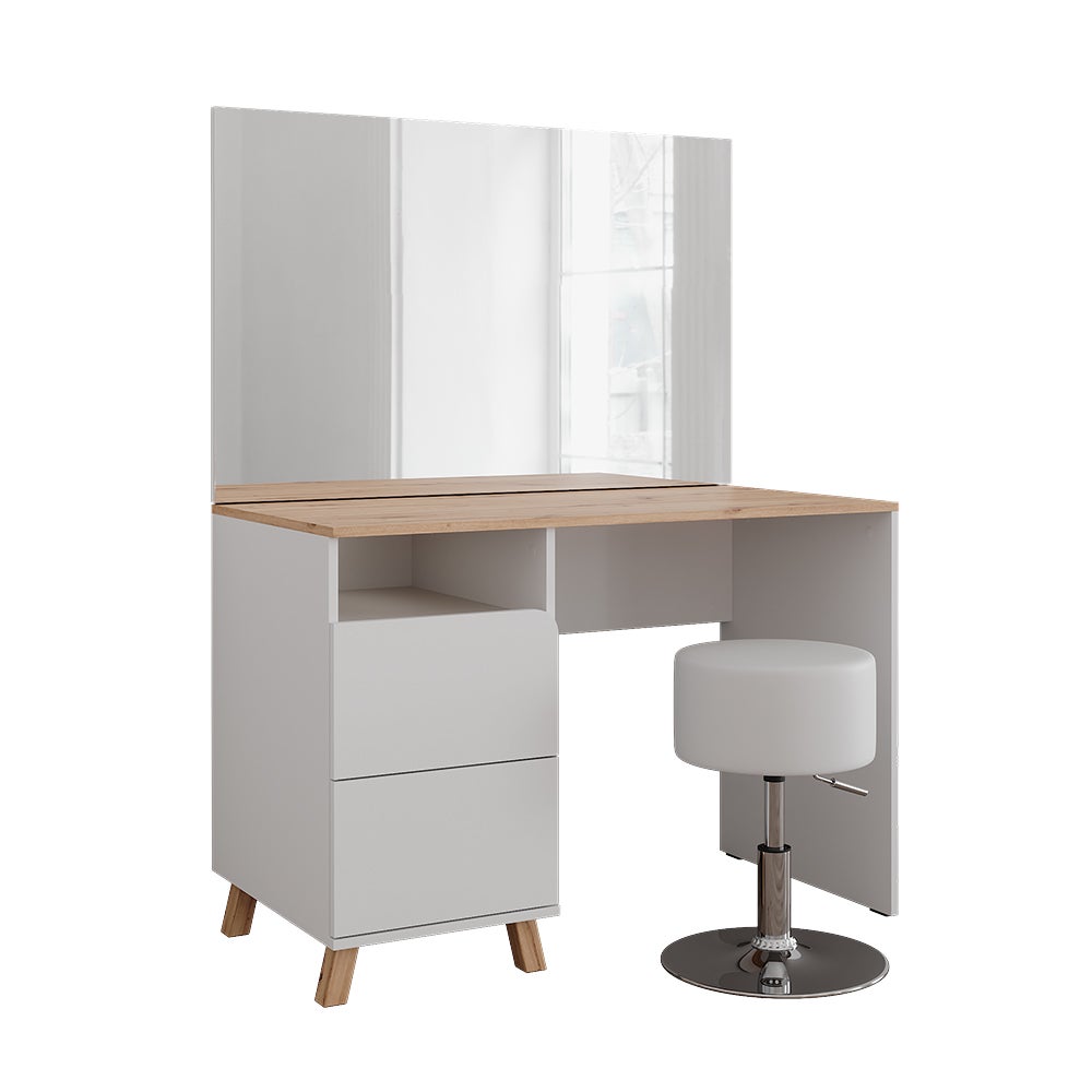 Vicco Stół toaletowy Karen, Biały/Artystyczny, 110 cm z taboretem