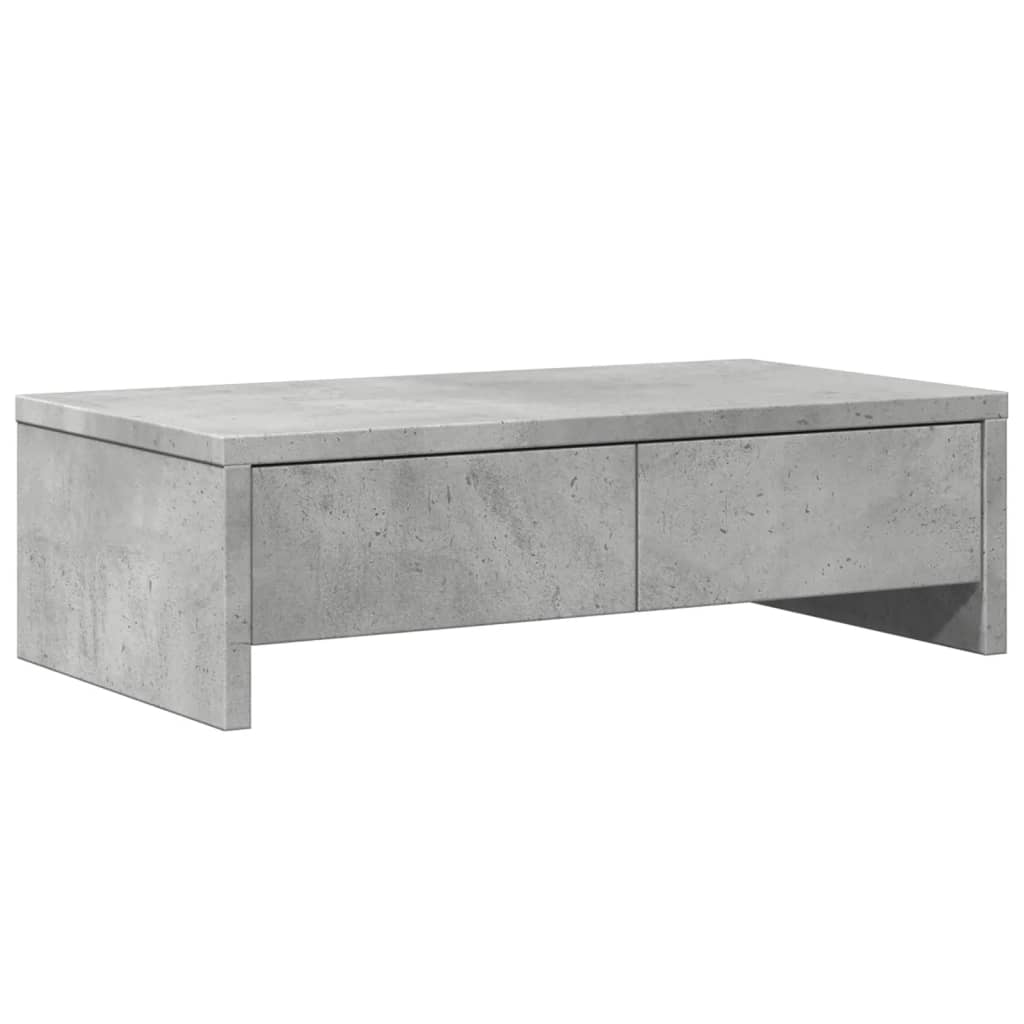 Support Moniteur Avec Rangement VidaXL - Pour 2 écrans - Bois Ingénierie Gris Béton - 100x24x13 Cm