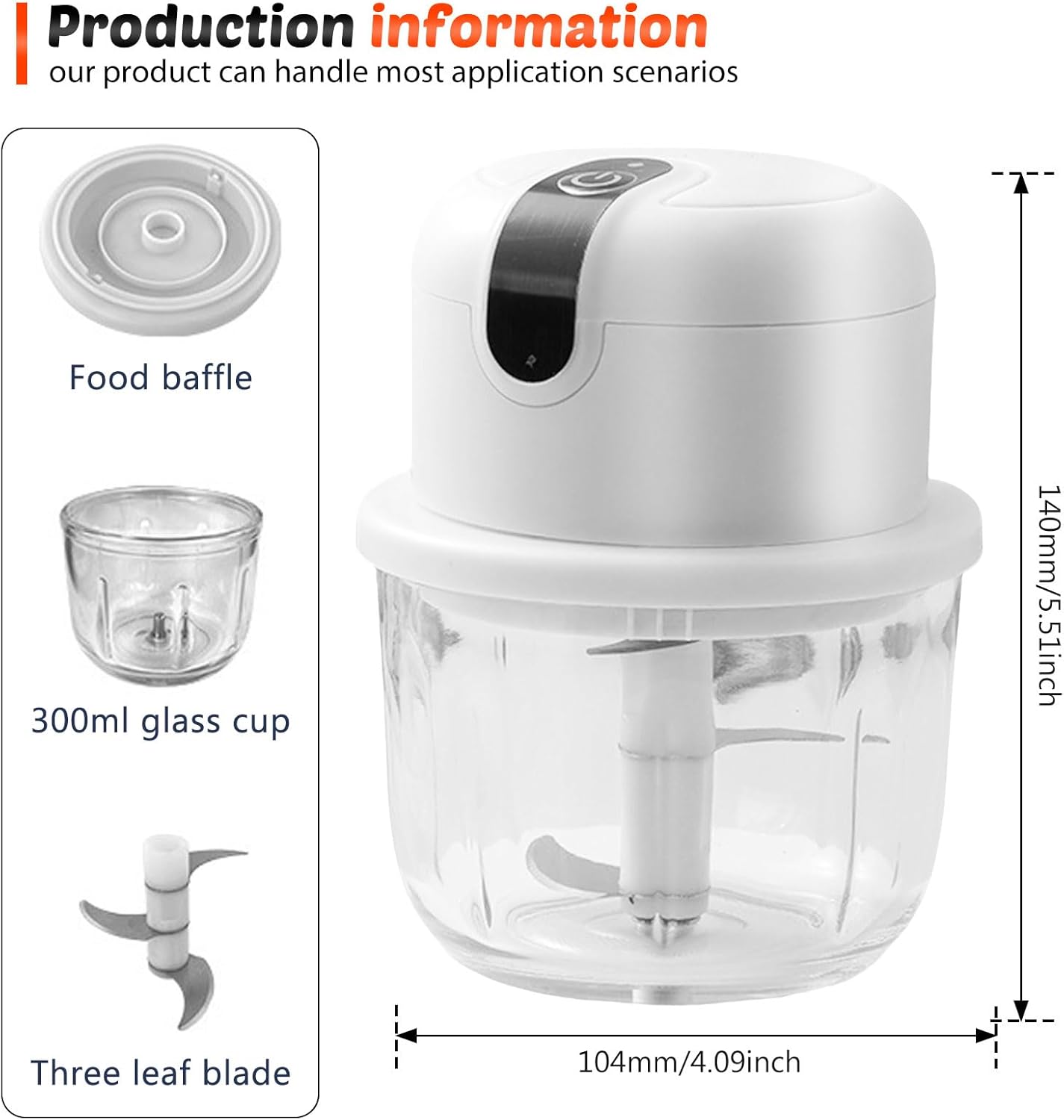 Tritatutto Elettrico USB 350ml Con Lama Acciaio Inox 304 - Mini Food Processor Per Aglio Cipolla Carne Noci
