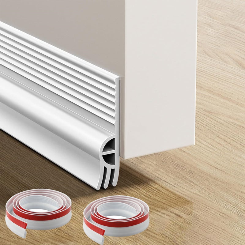 Uszczelka do drzwi 2-częściowa, 5 x 100 cm, wiatroszczelna, dolna uszczelka drzwi, biała