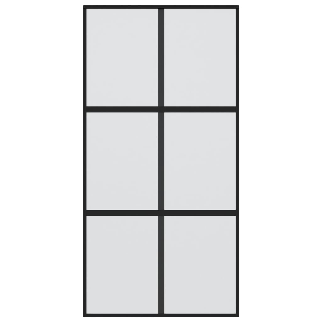 Puerta corredera | Puerta de la cocina vidrio templado y aluminio negra 102,5x205 cm CFW31196 - 4