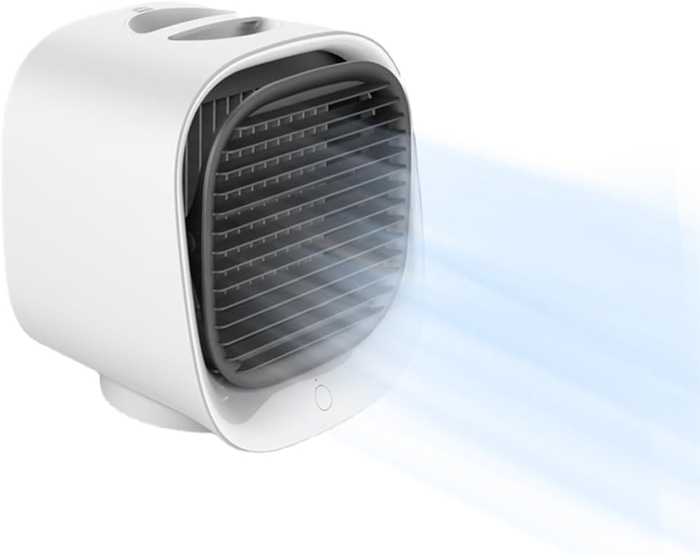 Przenośny klimatyzator powietrza, mini nawilżacz powietrza o 3 prędkościach, wentylator biurkowy USB, klimatyzator do biura domowego (biały)