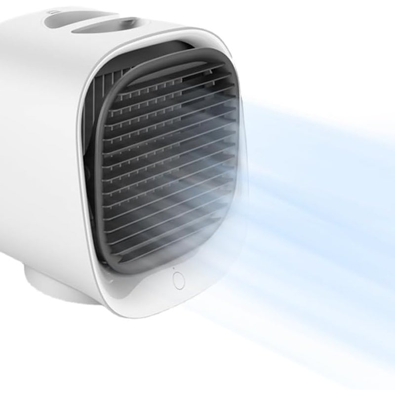 Przenośny klimatyzator powietrza, mini nawilżacz powietrza o 3 prędkościach, wentylator biurkowy USB, klimatyzator do biura domowego (biały)