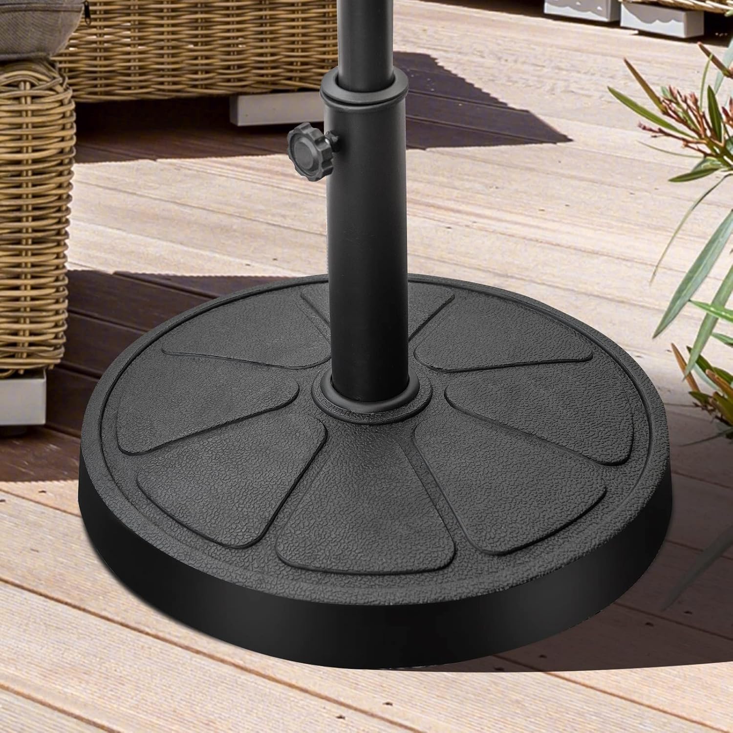 Base Ombrellone da Esterno 14 kg, Supporto Rotondo per Ombrellone 45 CM con Diametro Palo 38/48 MM, Base per Ombrellone Robusta da Giardino Te - 4