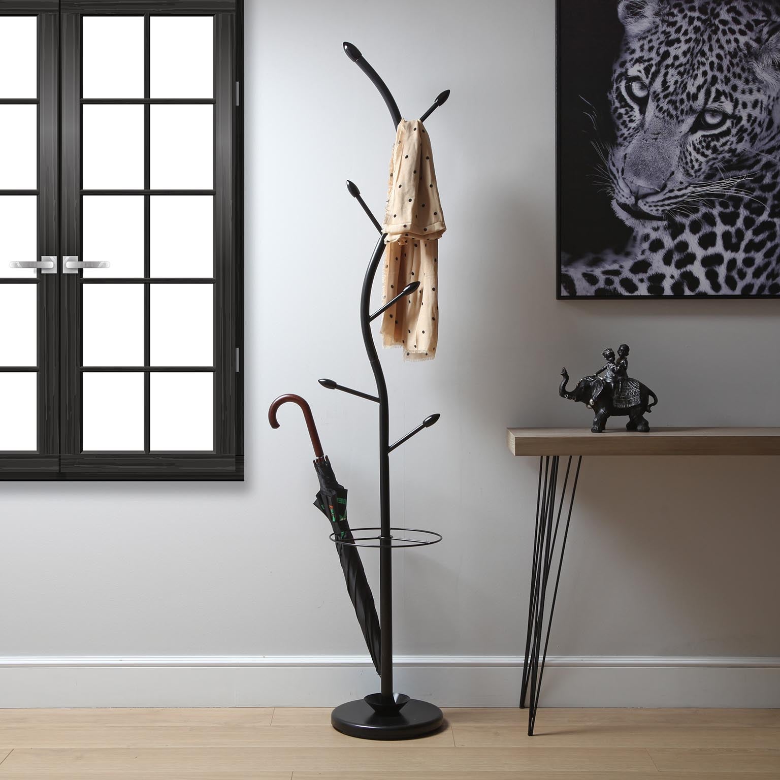 Portant Vêtements Double Da Terra – Avec Roues, Métal Et ABS Noir, Hauteur 165 Cm