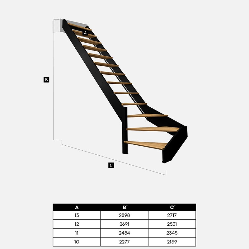 Escalier quart-tournant gauche noir avec garde-corps à LED intégrées, Spectra KORDO - 6