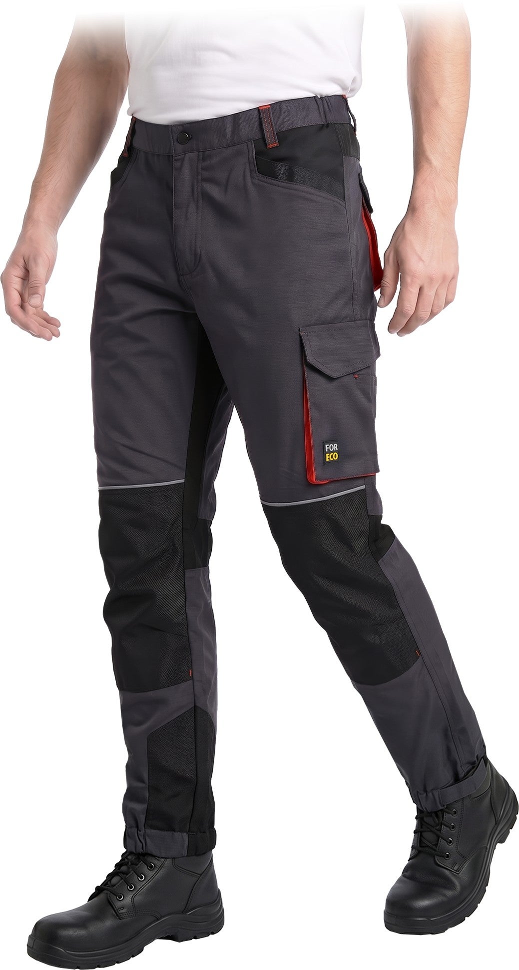 Pantaloni de lucru elastici Fortrek-T SBP, cu elastan, 240 g/m², cu genunchiere si elemente reflectorizante 54 Gri Inchis
