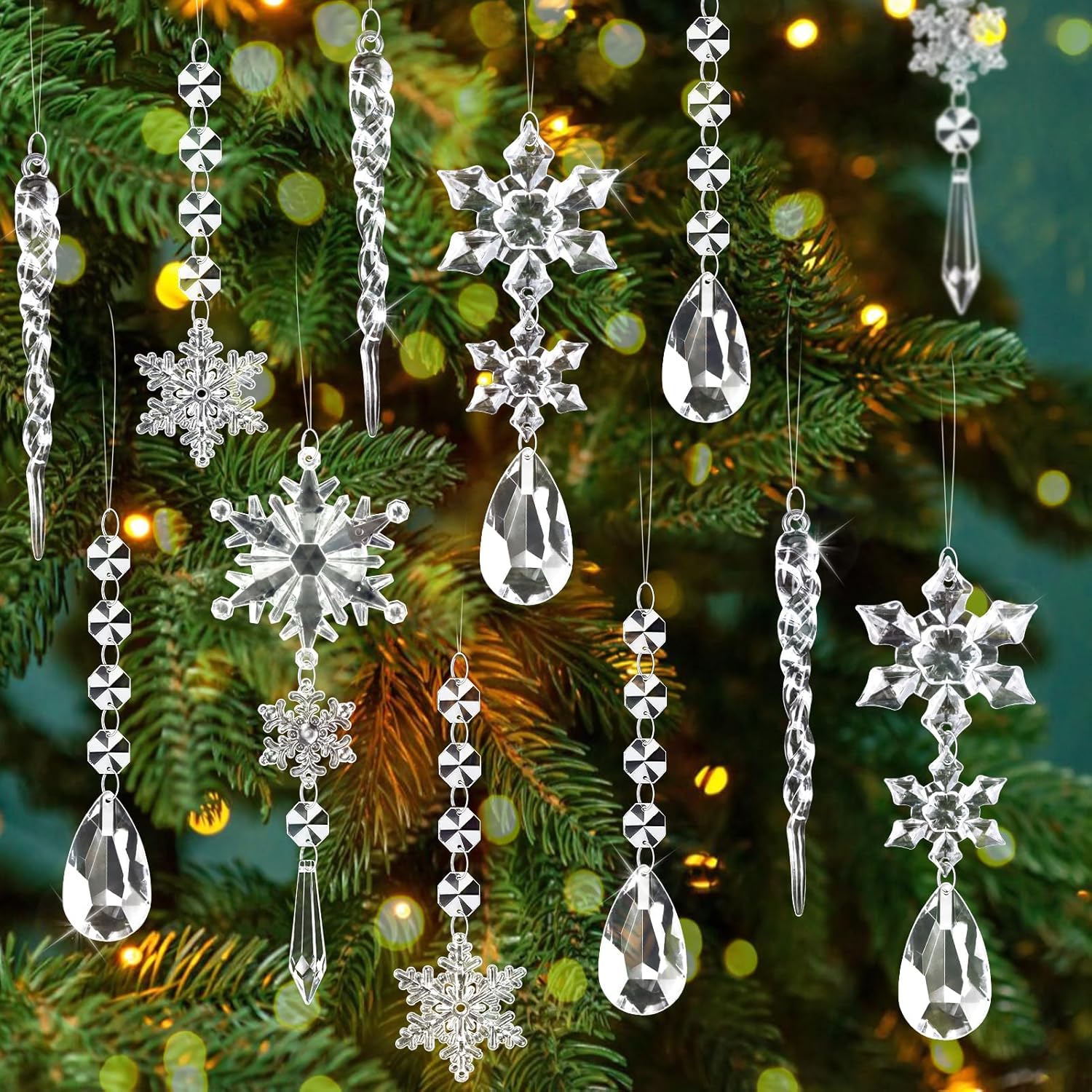 Lot De 30 Décorations Cristal Acrylique Pour Sapin De Noël - Guirlandes Et Pendentifs Brillants