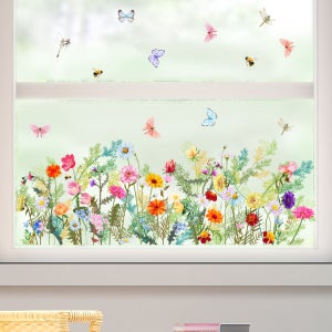 Stickers Fenêtre Fleurs Anti-collision - Autocollants Décoratifs Pour Vitres | Protection Oiseaux Et Déco Printanière
