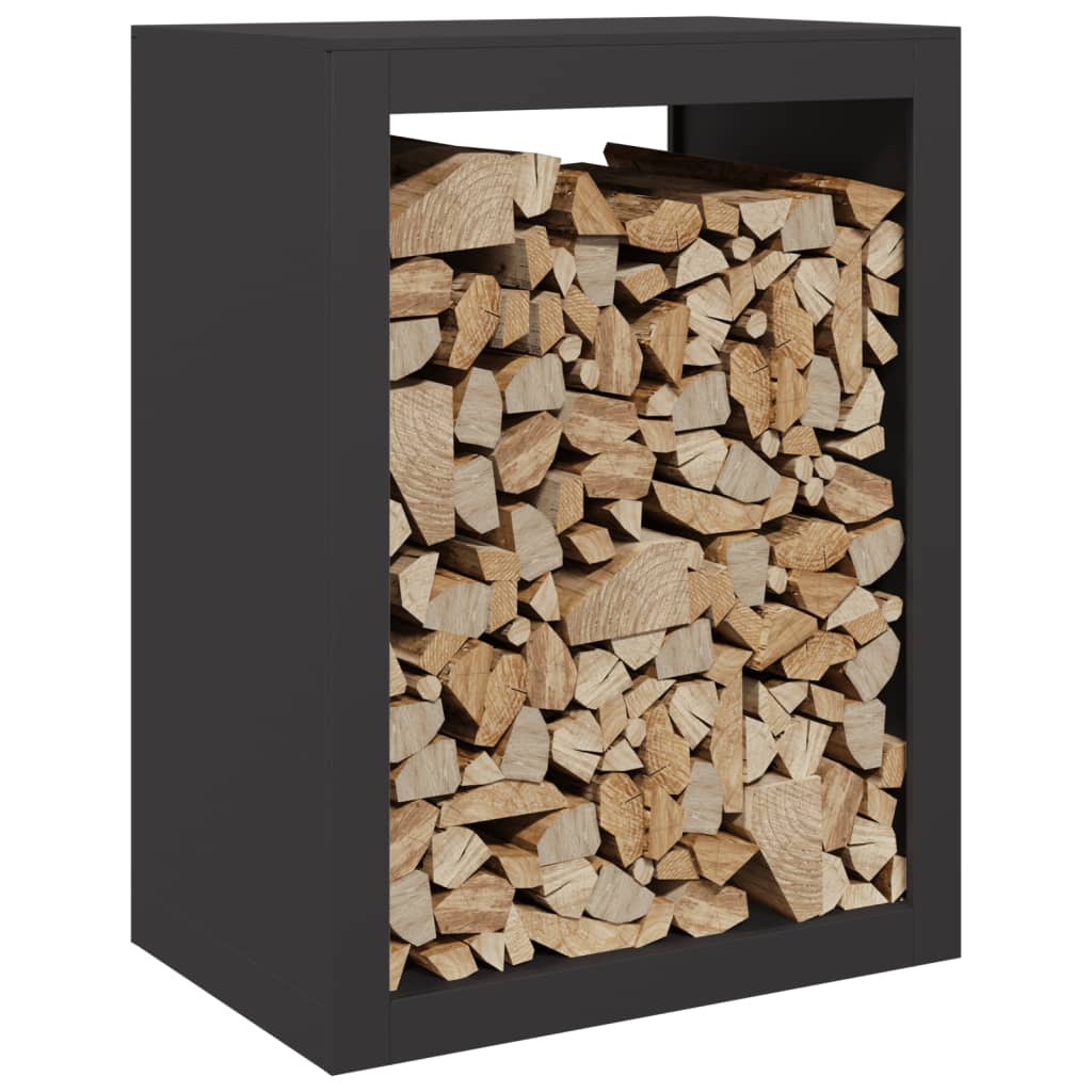 Porte-bûches | Portant de bois de chauffage noir 60x40x80 cm acier CFW275783 - 3