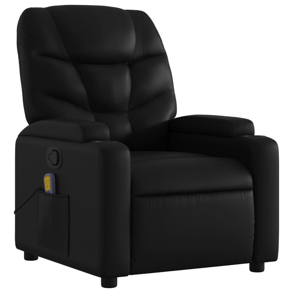 Fauteuil de Salon，Chaise，Fauteuil de massage inclinable noir similicuir - 3