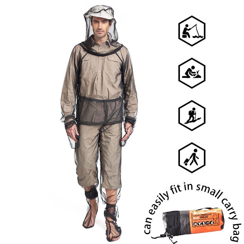 4pcs / Ensemble Anti Moustique Vêtements Mosquito Mosquito Nets Translucide Nets Mosquito Suit L/XL Protection de Moustique Pliable pour Le Camping Ra - 2