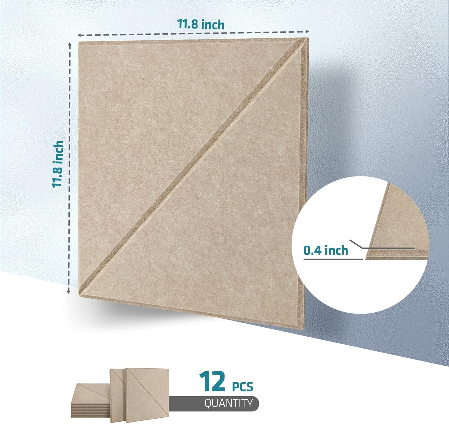 Lote de 12 paneles acústicos autoadhesivos, relleno insonorizante de poliéster, paneles murales insonorizantes de alta densidad, 30 x 30 x 1 cm - 4