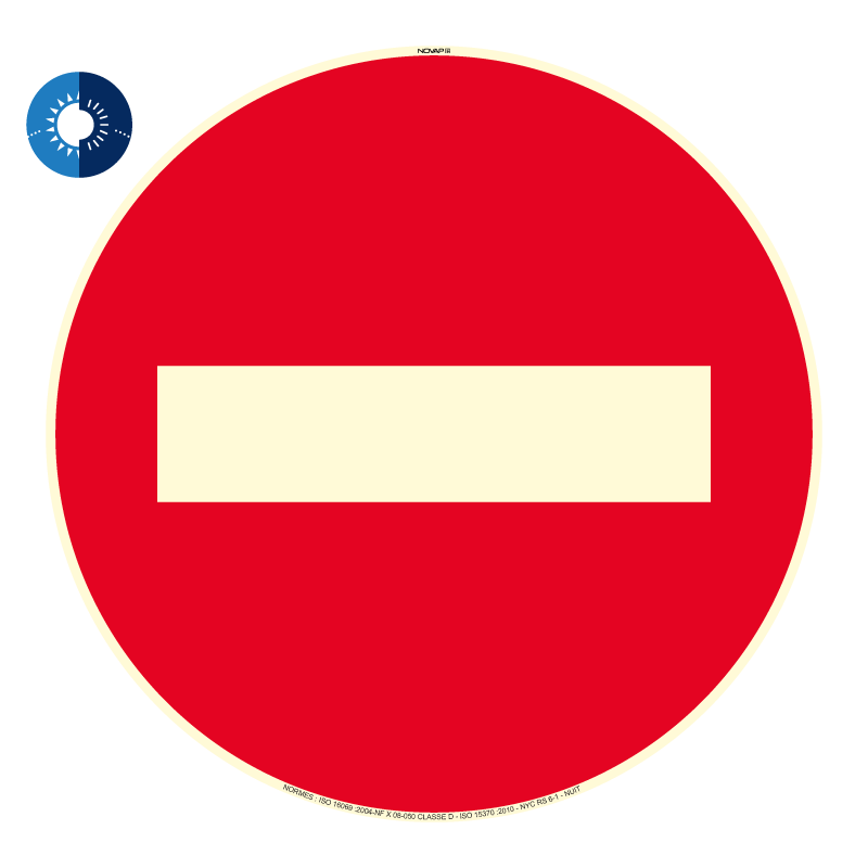 Panneau photoluminescent HD Sens interdit - rigide Ø 300mm - 4055114 ...