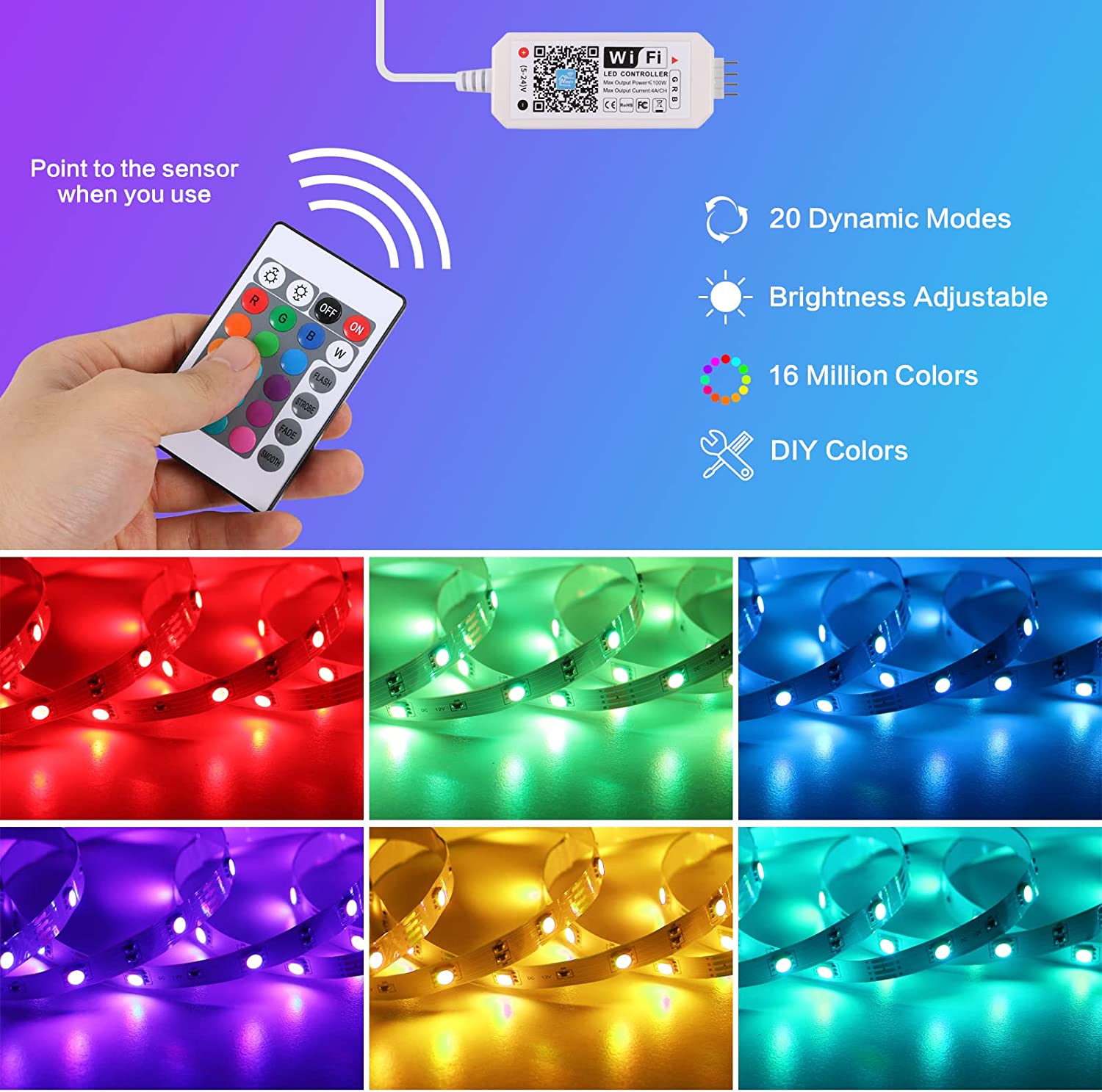 Rilevatore di fumo intelligente WiFi compatibile con Google Home, Alexa