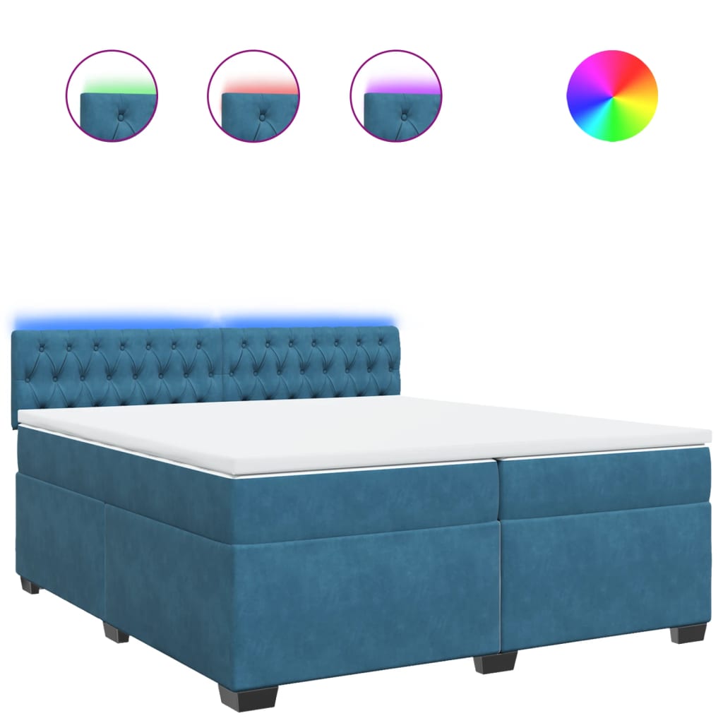 Maison Exclusive - Sommier à lattes de lit et matelas Bleu 200x200 cm velours - 2
