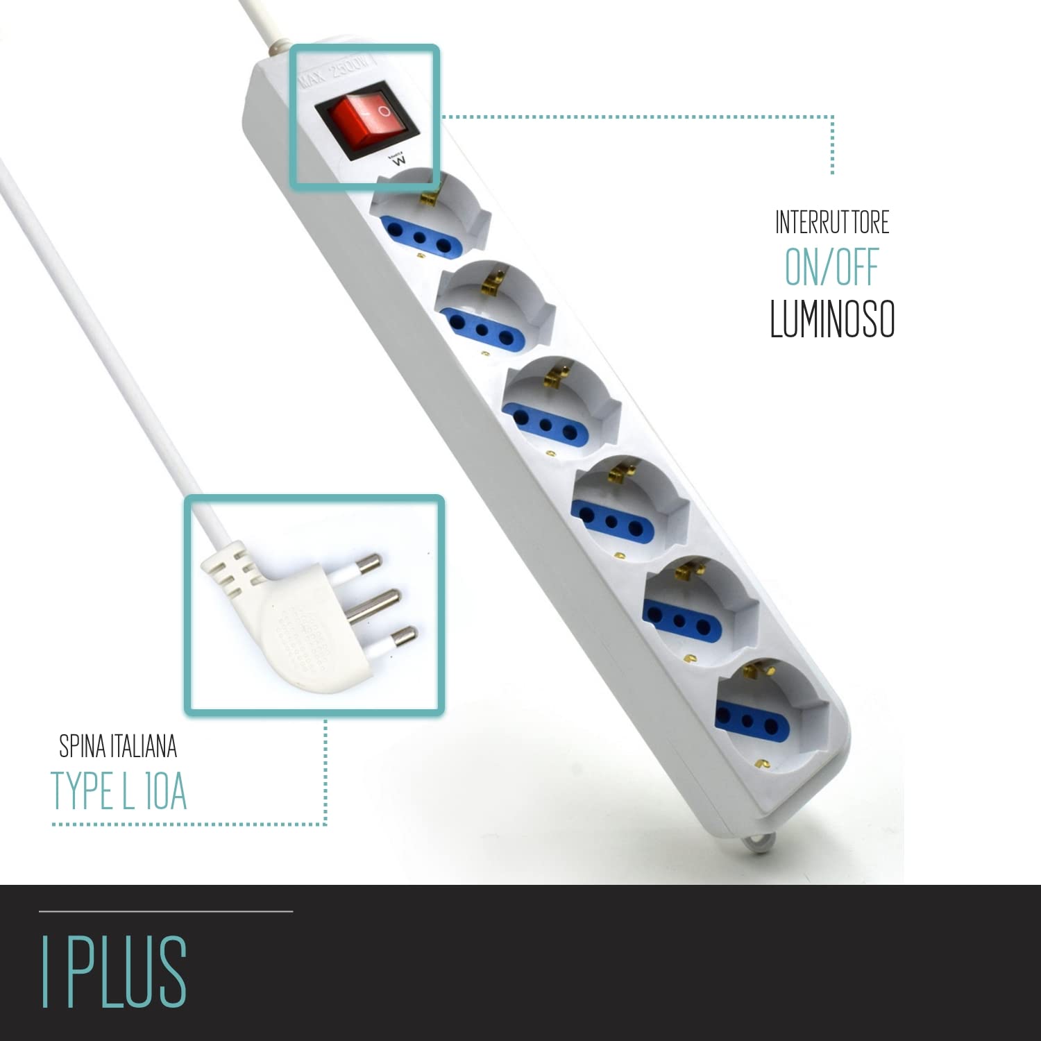 Aigostar Ciabatta Multipresa Elettrica A 7 Posti Prese Italiane 10/16A - Foto 4