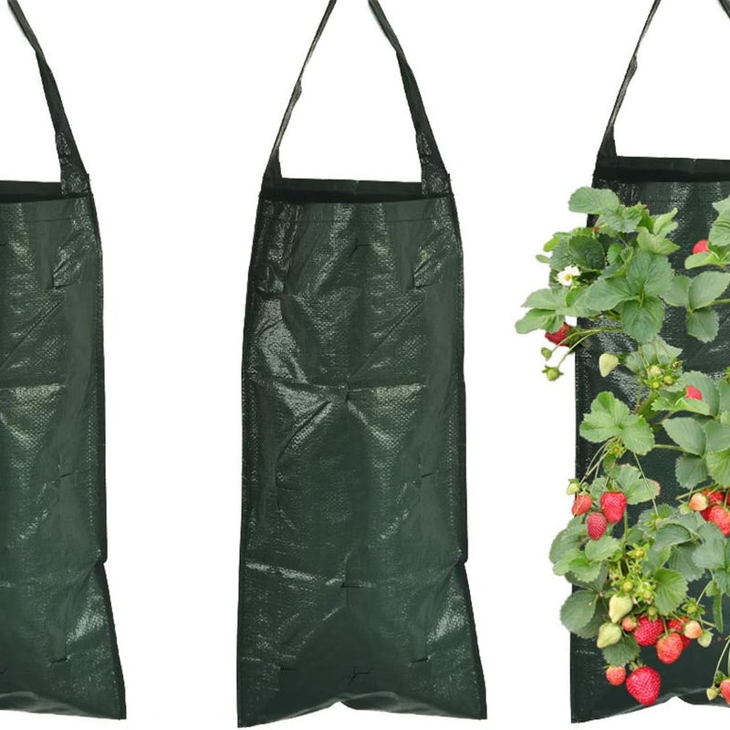 3-częściowe worki na rośliny, 10-otworowe oddychające worki do sadzenia, pionowy wiszący worek na truskawki, pomidory, warzywa (ciemnozielony)