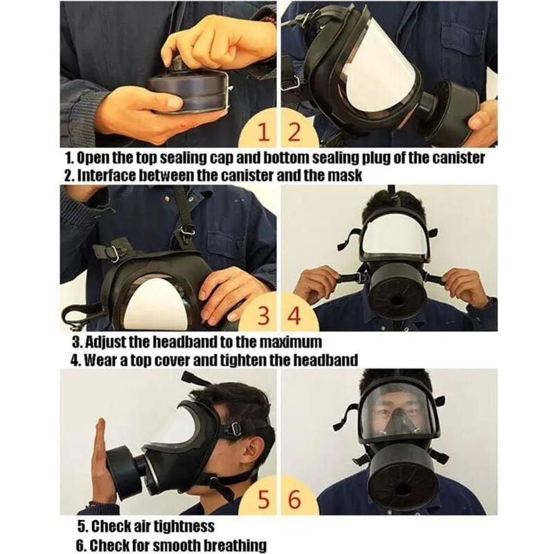 Masque de protection, Masque respiratoire à masque à gaz, filtre de traitement anti-buée militaire, masque anti-poussière d'air, pour peinture - 4