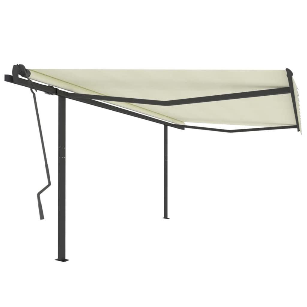 Tenda da Sole Retrattile Automatica con Pali 4x3 m Blu e Bianca 306994