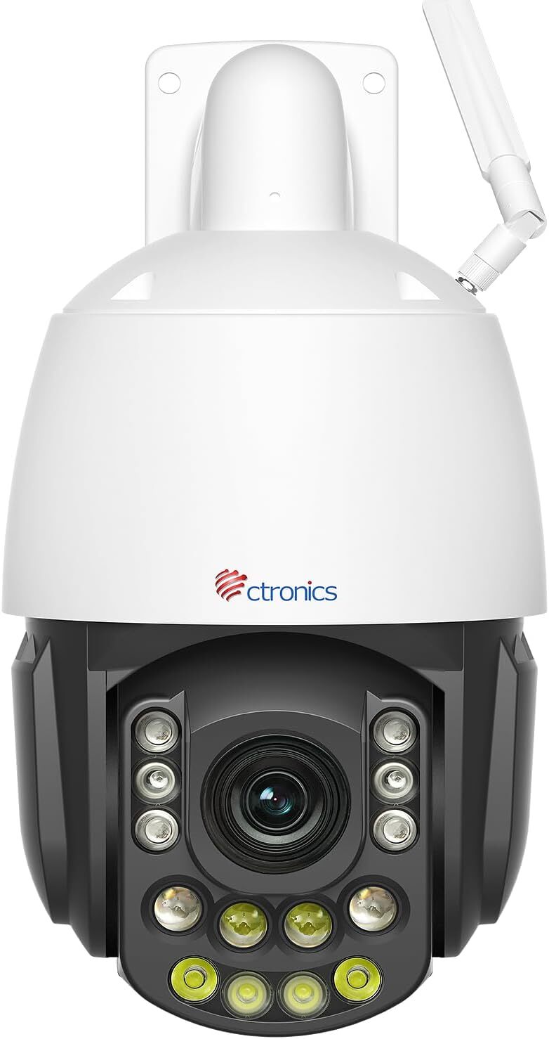 Ctronics Zewnętrzna Kamera Monitoringu 5MP z Zoomem Optycznym 30X – Widzenie Nocne IR 180 m i Kolorowe 80 m, Automatyczne Śledzenie, Dwupasmowe WiFi